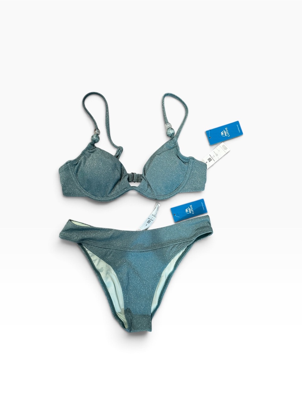 Cupshe Shimmery Teal Bikini Set